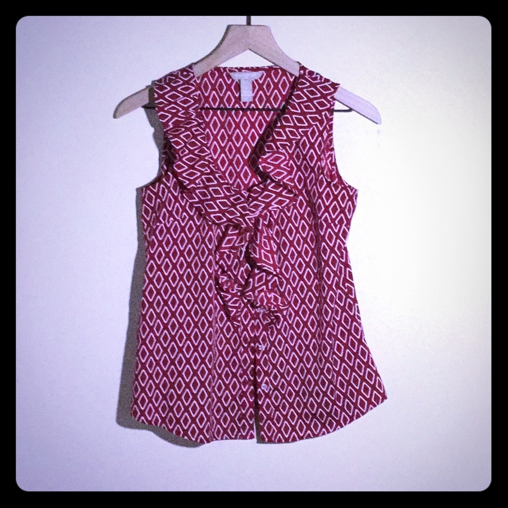 Banana Republic Sleeveless Red and White Blouse S
